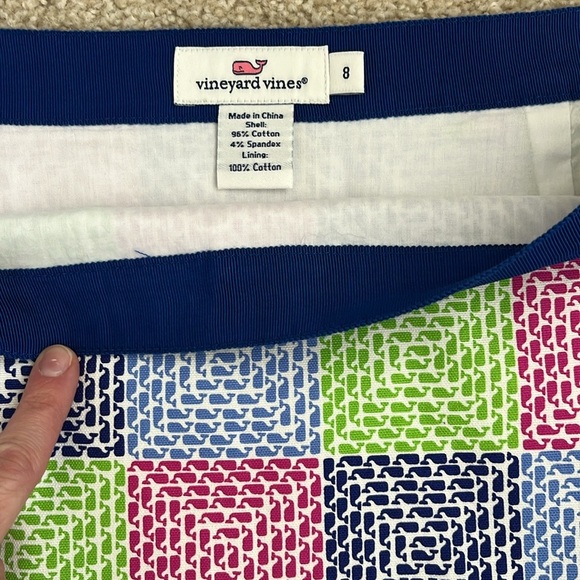 Vineyard Vines Whale Print Patchwork Skirt with Ribbon waist, size 8 - Picture 2 of 7